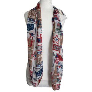 Patriotic Neck Scarf Red Truck Flag 4th of July Blue Star White New